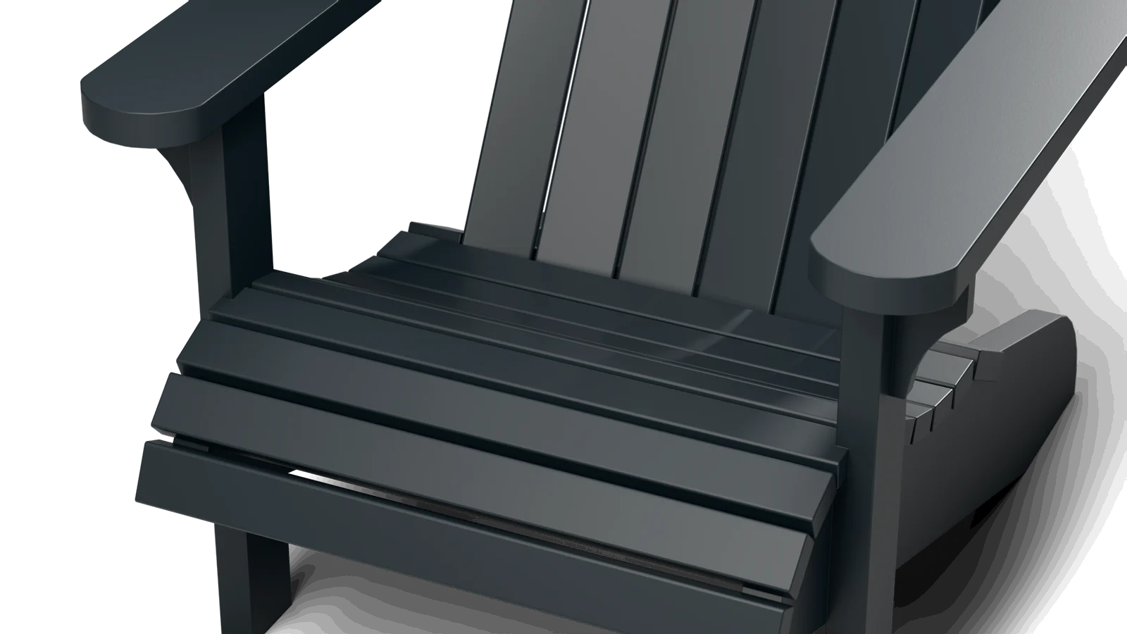 Sitzfläche des Alumirondack Chair in Anthrazit, Nahaufnahme